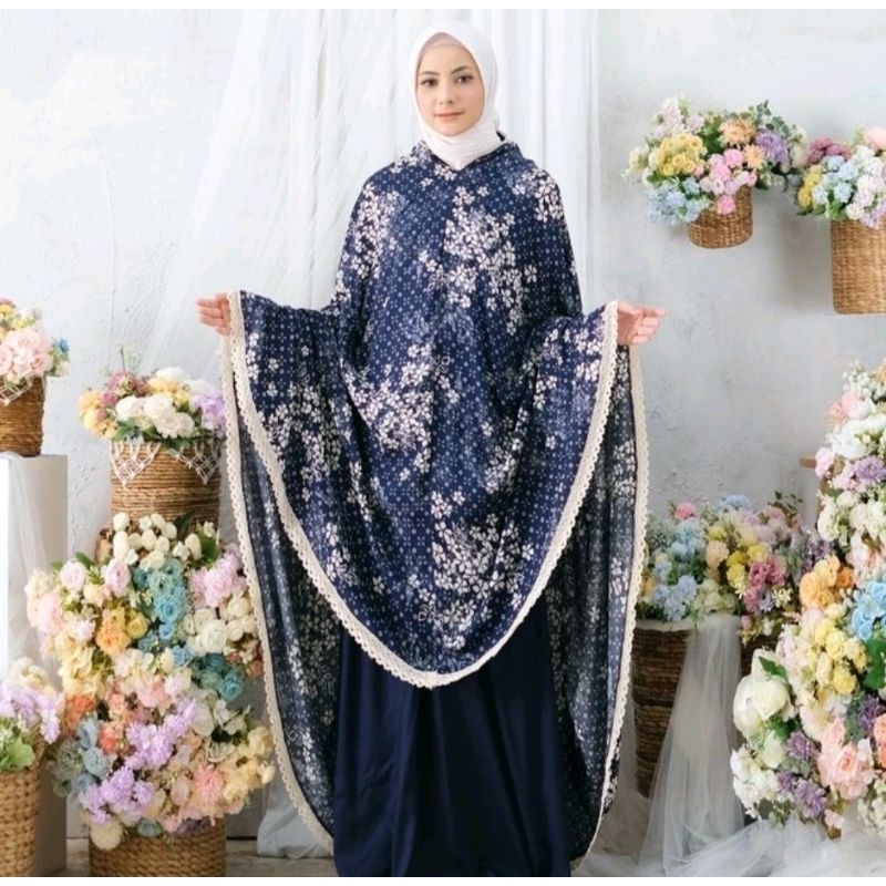 Mukena dewasa AMINAH 2in1/ Mukena rayon dewasa motif bunga/ Mukena ponco dewasa/ Mukena travelling