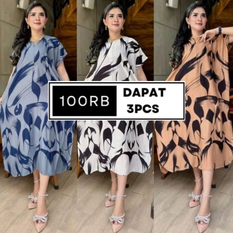 BATIKCERIA - Daster 100rb Dapat 3pcs -Daster Lowo Daster Jumbo Daster Murah Busui Resleting Depan
