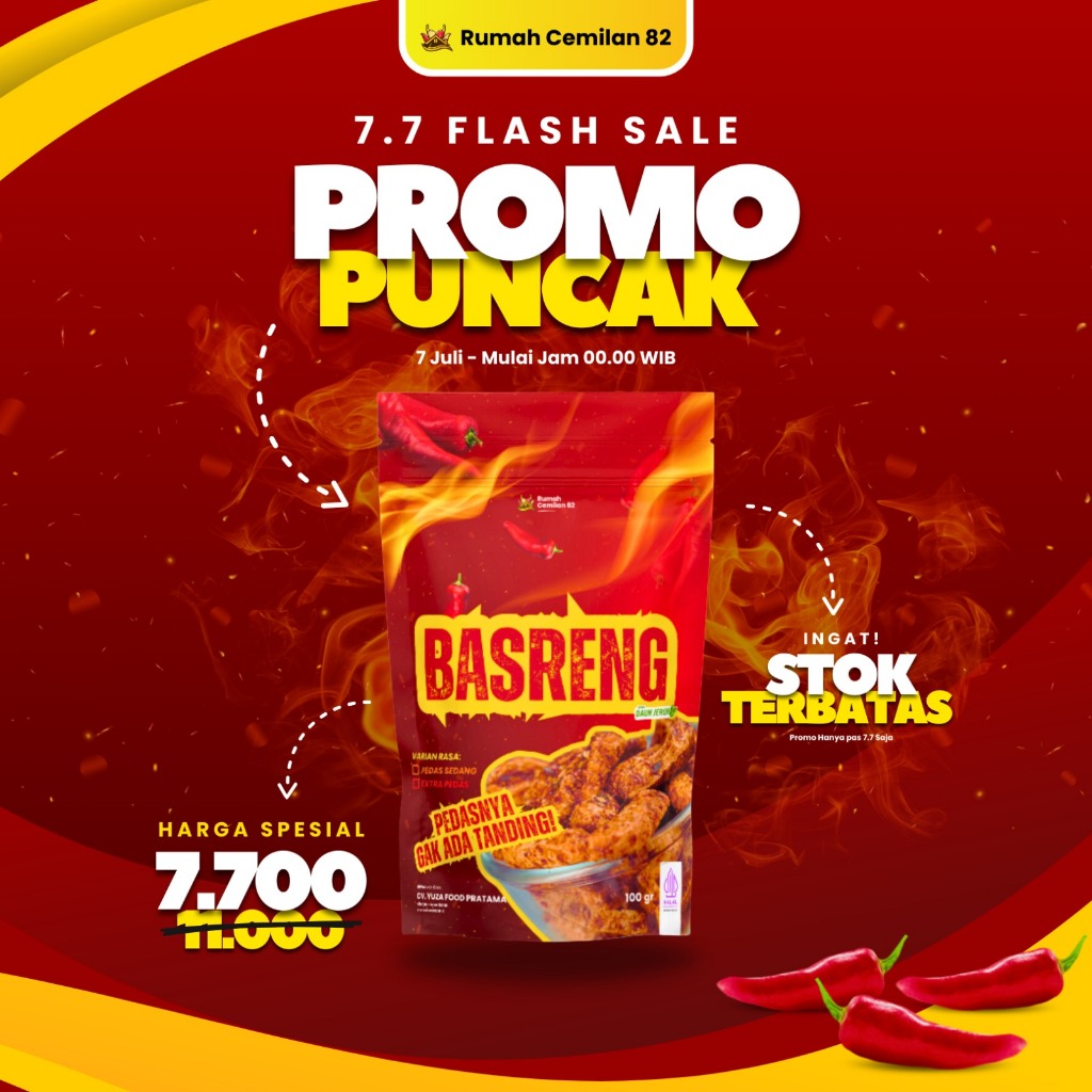 

Basreng extra pedas 100 gr | kemasan premium