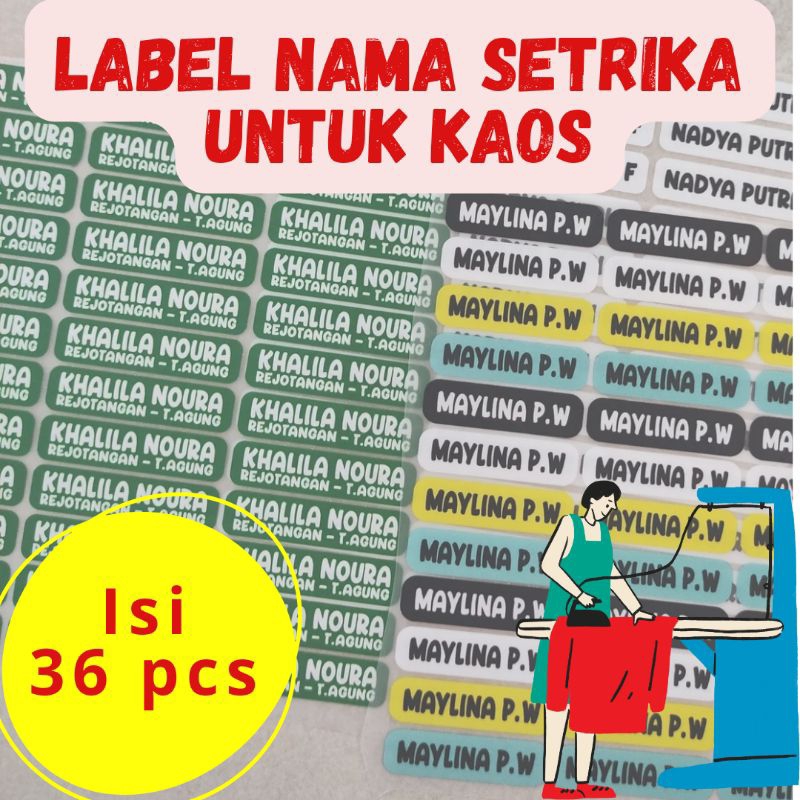 

Stiker Nama Label Kain / kaos sablon strika gratis custom nama / sablon nama baju