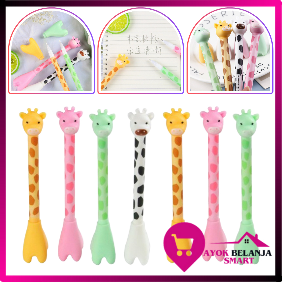 

ABS Pena Tinta Hitam Karakter Hewan Lucu Model Animal Pen Gel Jerapah Girrafe Ballpen Pena Pulpen Ujung Lancip Karakter