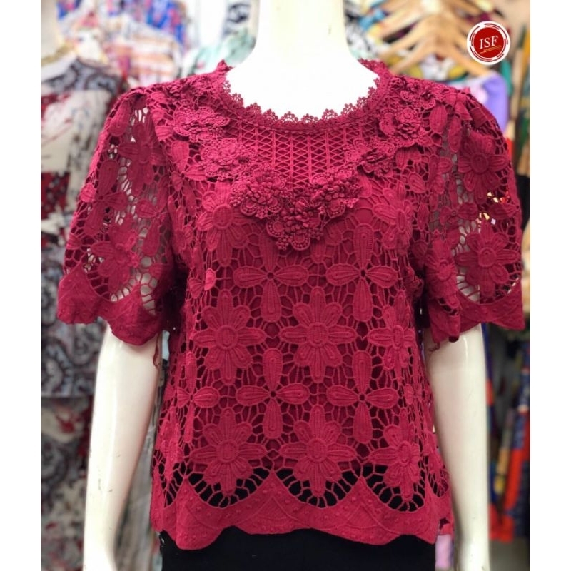 Atasan Blouse Modis Brokat Import Bangkok