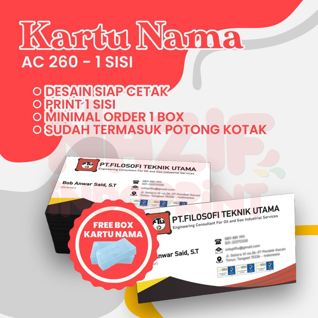 

[ AC260 ] Cetak Kartu Nama Murah Per Box / Kartu Nama Custom Isi 100 Pcs / Name Card 1 Sisi / Kartu Nama Premium