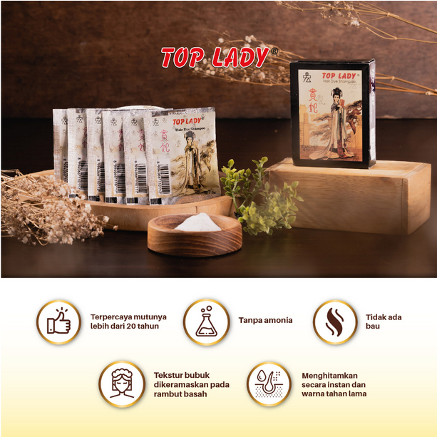TOP LADY HAIR DYE SHAMPOO - Semir Uban Jadul // JSELECTIV X JHON KOSMETIK // Sampo Pewarna Rambut TO