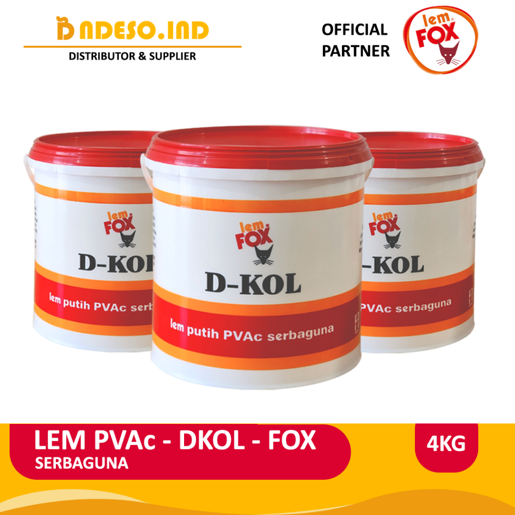 

ucl_gramari - lem putih pvac serbaguna fox dkol 4kg / perekat kayu cepat kering