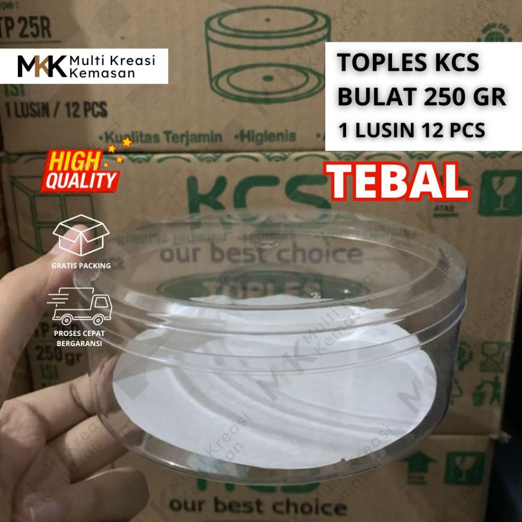 Toples mika plastik bulat bening kue kering 250gr  toples lebaran nastar - kastengel - lidah kucing 