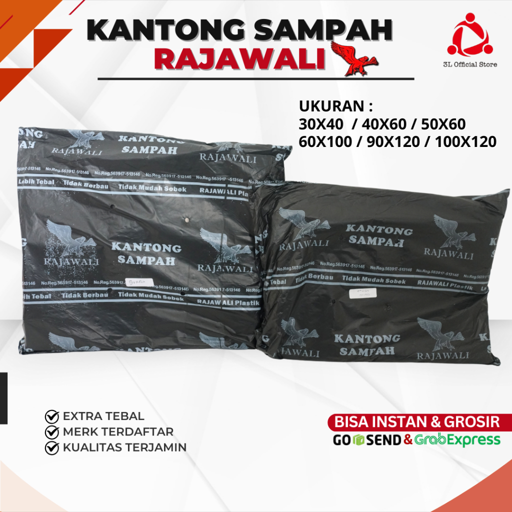 Kantong Plastik Sampah 30/40/50/60/80/90/100 cm Online shop Grabage bag Trash Bag Extra Kualitas