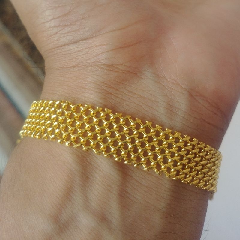 Gelang Rantai Medan Lebar Lapis Emas Kuning