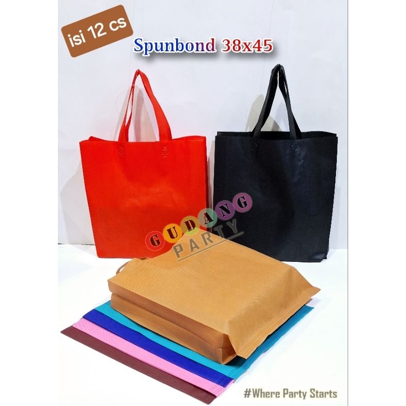 Spunbond Gomico Press 38x45/Tas Spunbond/Tas Handle/Tas Souvenir/Tas Serbaguna/Spunbond Press