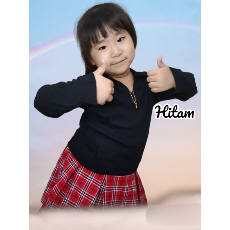 V COLLECTION-Atasan Anak Perempuan Crop top Kerah Lengan panjang style Korea Crop