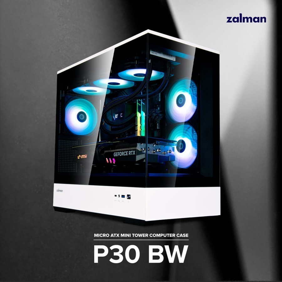 Casing ZALMAN P30 BW - MicroATX Gaming Case Zalman P30BW - Free 3 Fan