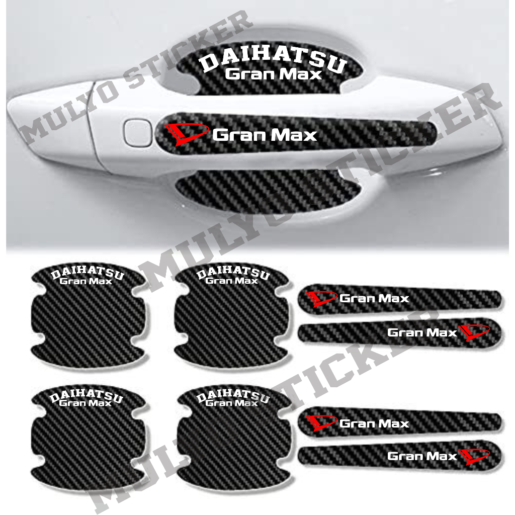 8pcs stiker carbon pelindung gagang pintu mobil anti gores untuk mobil toyota calya