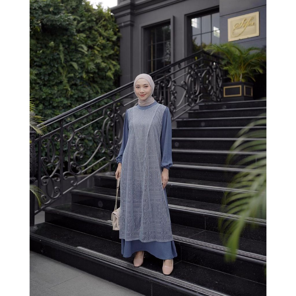 Betharine Dress Brukat Crinkle Kondangan Baju Wisuda Lamaran Seragam bridesmaid Keluarga Gamis Pesta