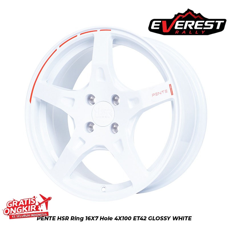 VELG RACING HSR PENTE RING 16 LEBAR 7 BAUT 4X100 UNTUK MOBIL CALYA WARNA VELG PUTIH