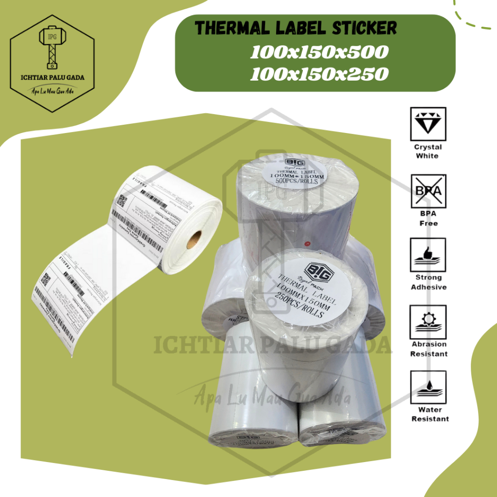 

Kertas Thermal Label Sticker 100x150 250/500 Lembar Ukuran A6