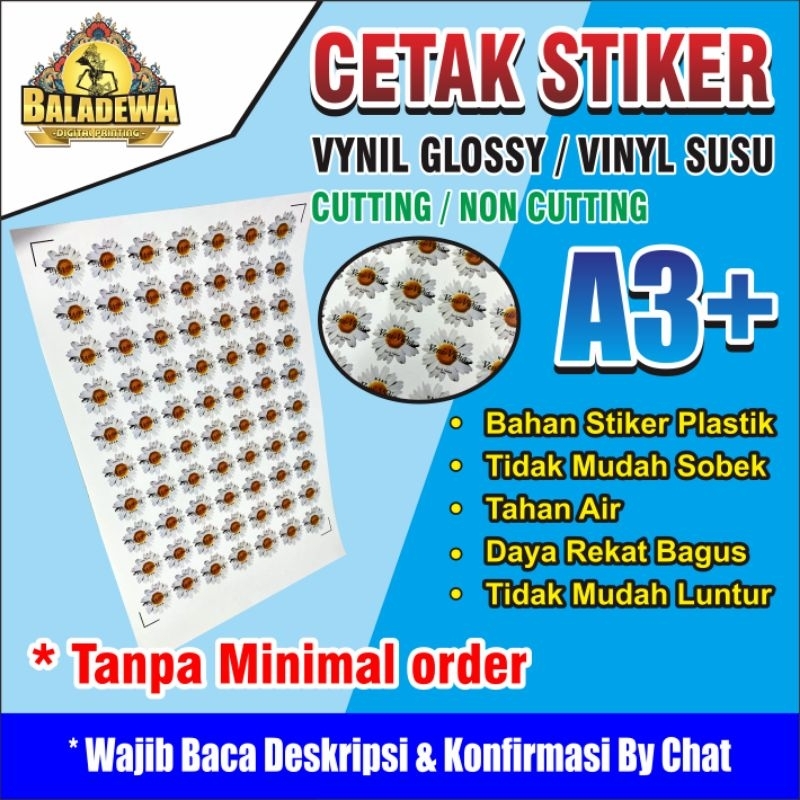 

Cetak Sticker Label Vinyl A3+ / Stiker Label Kemasan / Sticker Label Botol Minuman + Cutting / Non Cutting