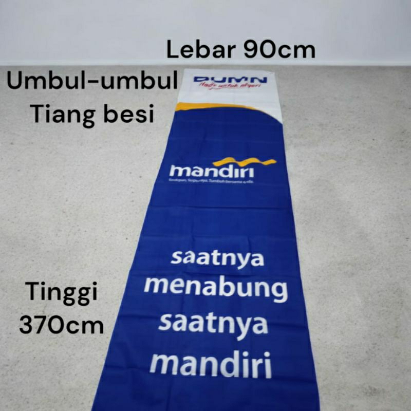 umbul umbul bank mandiri / pegadaian umbul umbul kain poly 90 x 370 cm ready stock