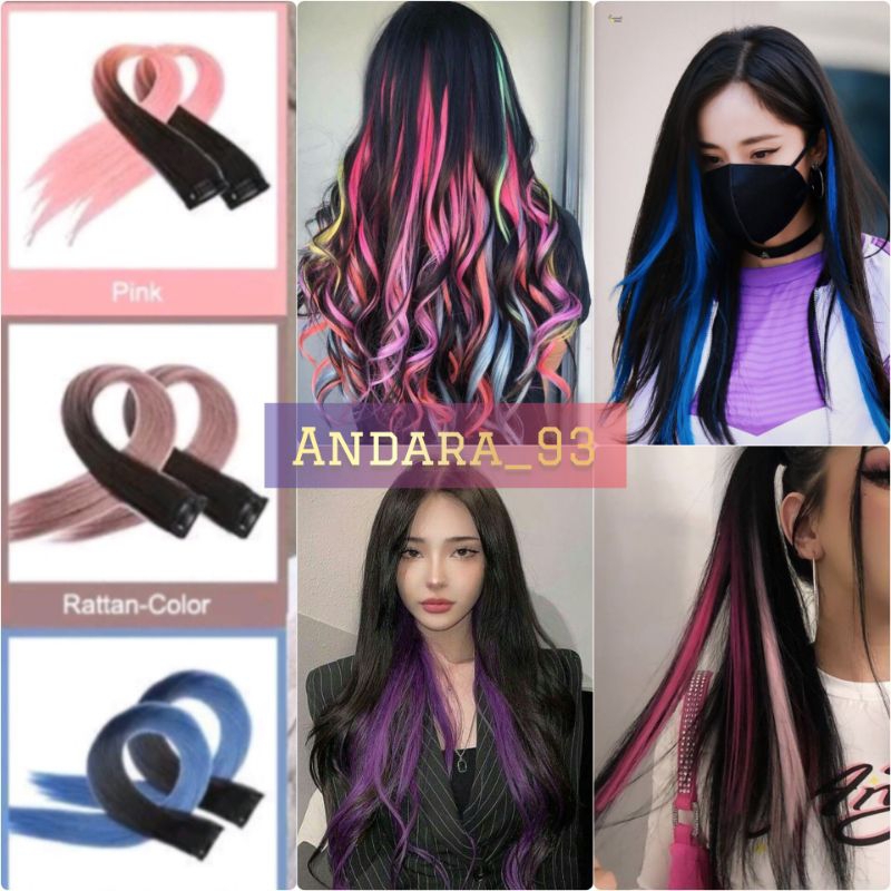 hariclip warna warni hairclip highlight hair extensions clip sambung rambut warna warni