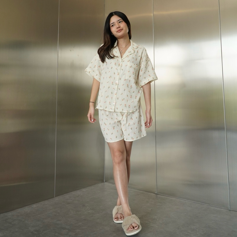 Disc Oseyo - Key Set Cotton Crinkle Pajamas Baju Tidur