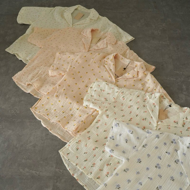 PROMO DISKON OSEYO - Key Set Cotton Crinkle Pajamas Baju Tidur