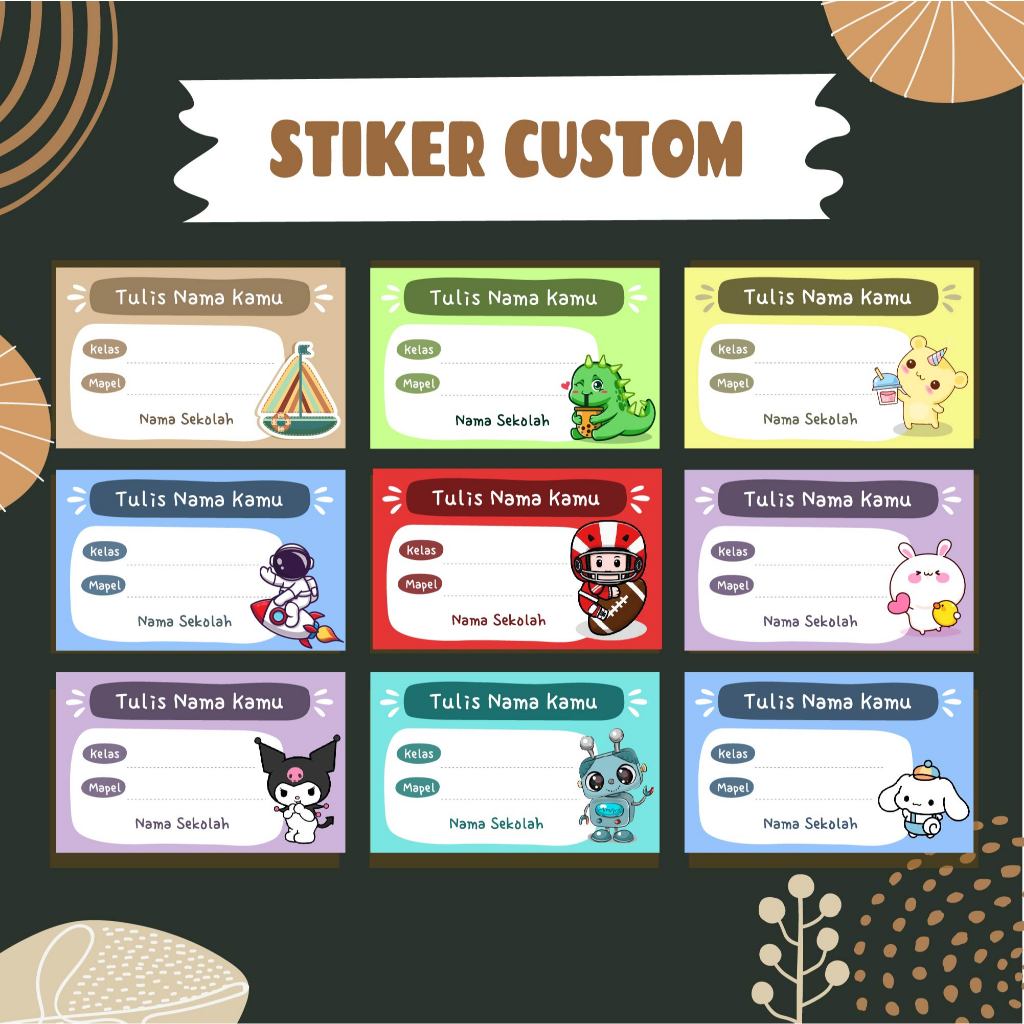 

[ Lembar Belajar ] Stiker Buku Pelajaran isi 16pcs - Bisa Custom Tulis Nama Anak Sticker Label