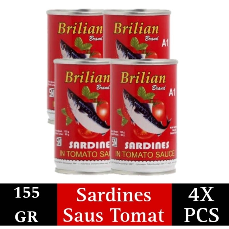 

( 4 Pcs ) Sarden Ikan Kaleng Brilian 155gr