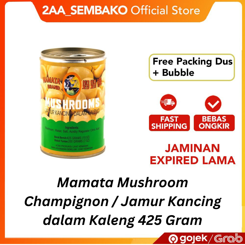 

Mamata Mushroom / Jamur Kancing Kaleng 425 Gram 1 Pcs