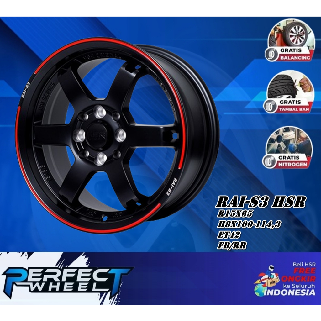 Velg HSR Model Baru Tipe Rai-S3 Ring 15 Untuk Mobil Brio Binguo Xenia