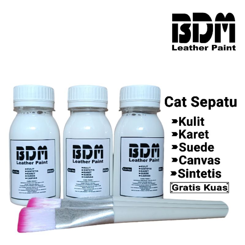 Cat Sepatu Warna Putih / Cat kulit sepatu canvas 80ml gratis kuas