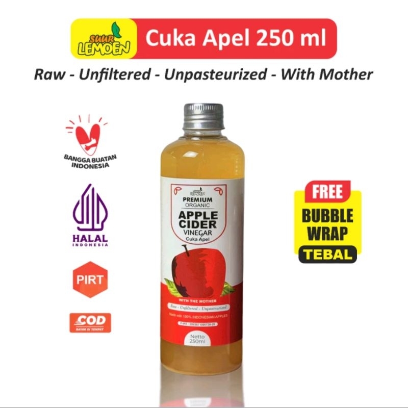

Cuka Apel Premium Organik 250ml-Appel Cider Vinegar 250ml-Untuk Diet Suur Lemoen Organic