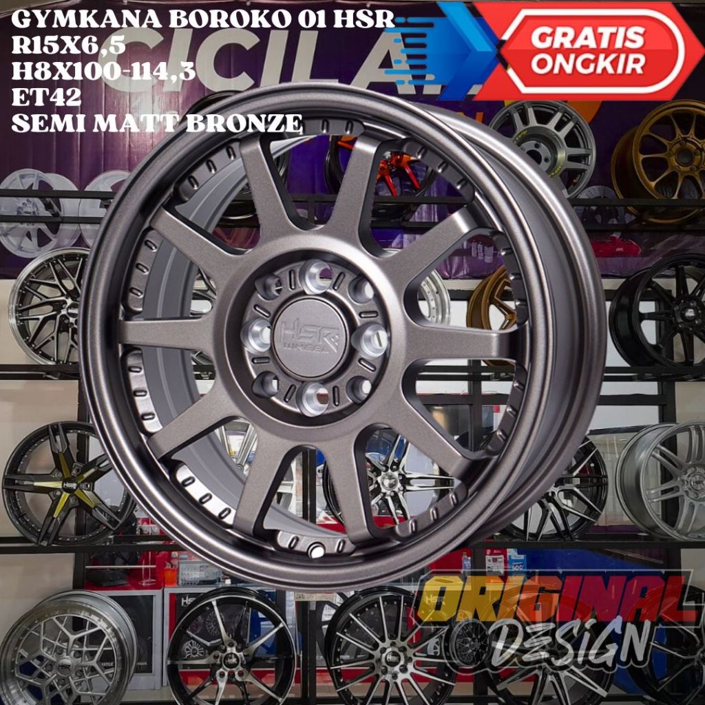 Velg Mobil Ring 15 MURAH HSR GYMKANA R15 LEBAR 6,5 LOBANG BAUT 4 ET42 BRONZE