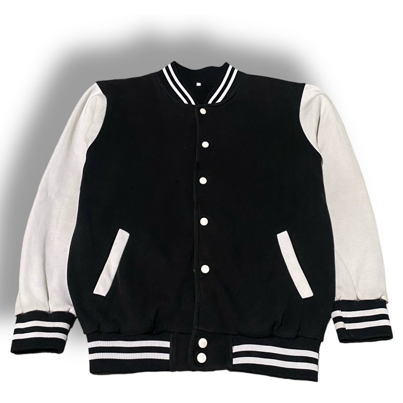 Varsity Jacket Casual Hitam Putih Preloved