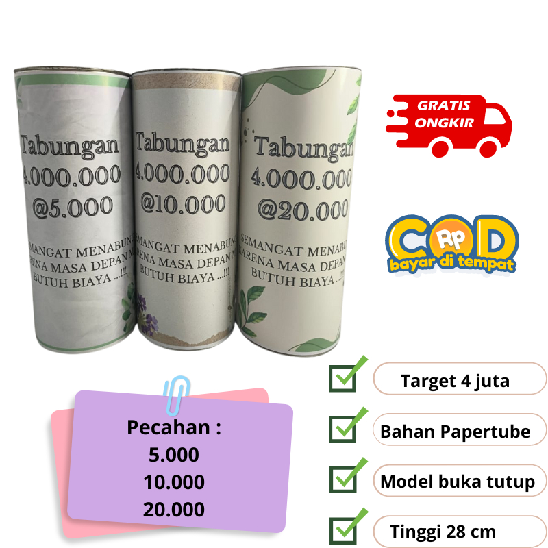 Celengan Target Ready Jumbo Besar / Celengan Target Viral Jumbo CELENGAN TARGET 4 JUTA PECAHAN 5K 10