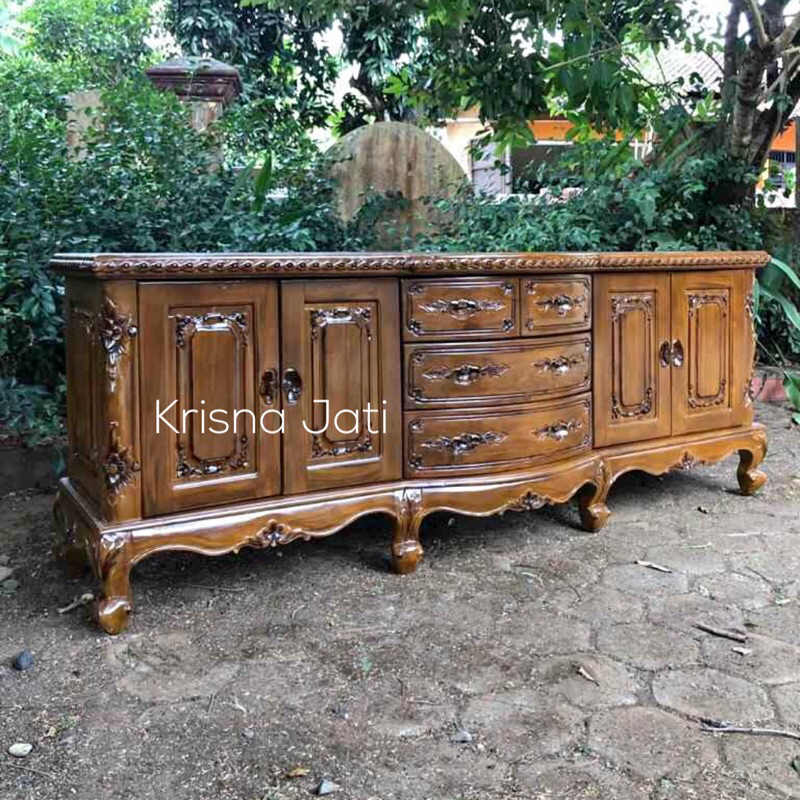 buffet tv salina ukir kayu jati | READY STOCK