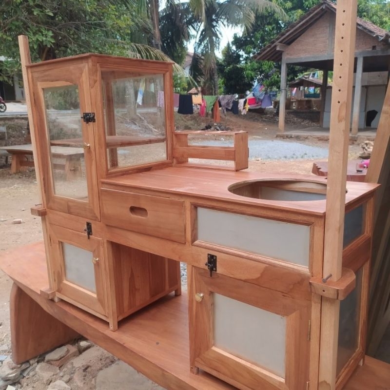 gerobak bakso kayu jati minimalis