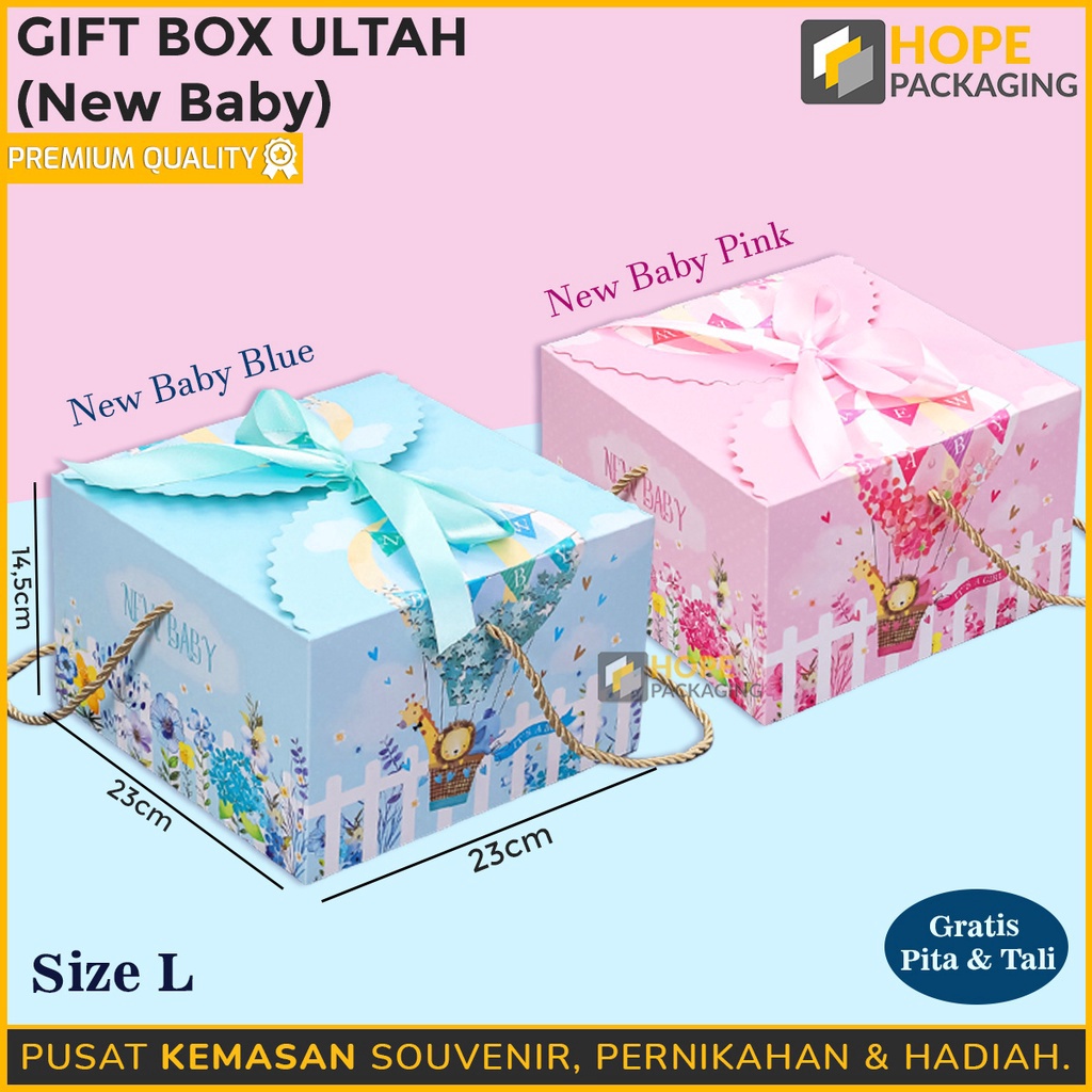 

KILAT Gift Box Baby GirlBaby Boy Pita Tali Kotak Hampers Dus Souvenir Ulang Tahun
