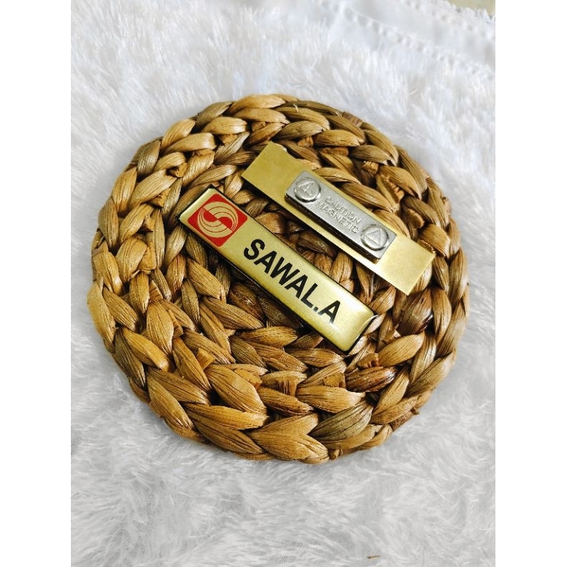⭐DIERS⭐Name Tag / Nama Dada / Bed Nama Dada Bahan Kuningan, Stainless dan Akrilik Model Desain Warna