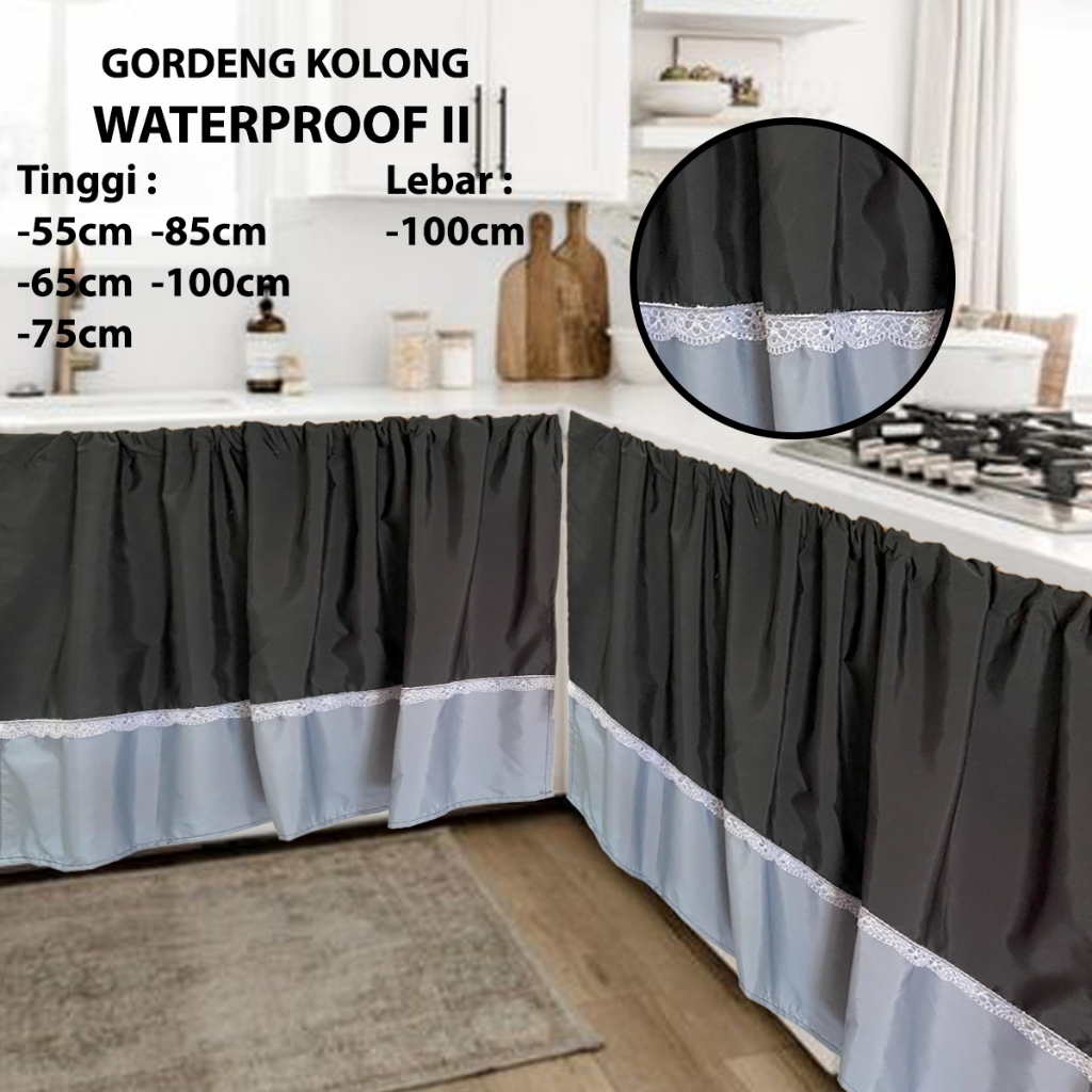 Gorden Kolong Dapur waterproof Kombinasi renda