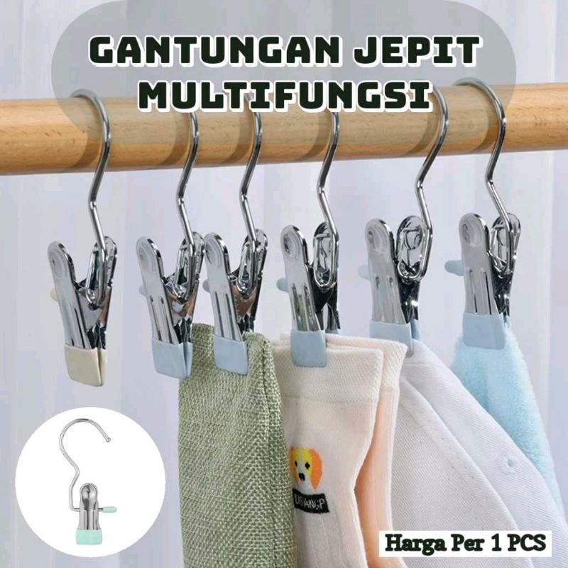 Jepit Gantungan Jemuran Mini Serbaguna Gantungan Baju Jepit Besi / Pants Hanger Clip Stainless Trous