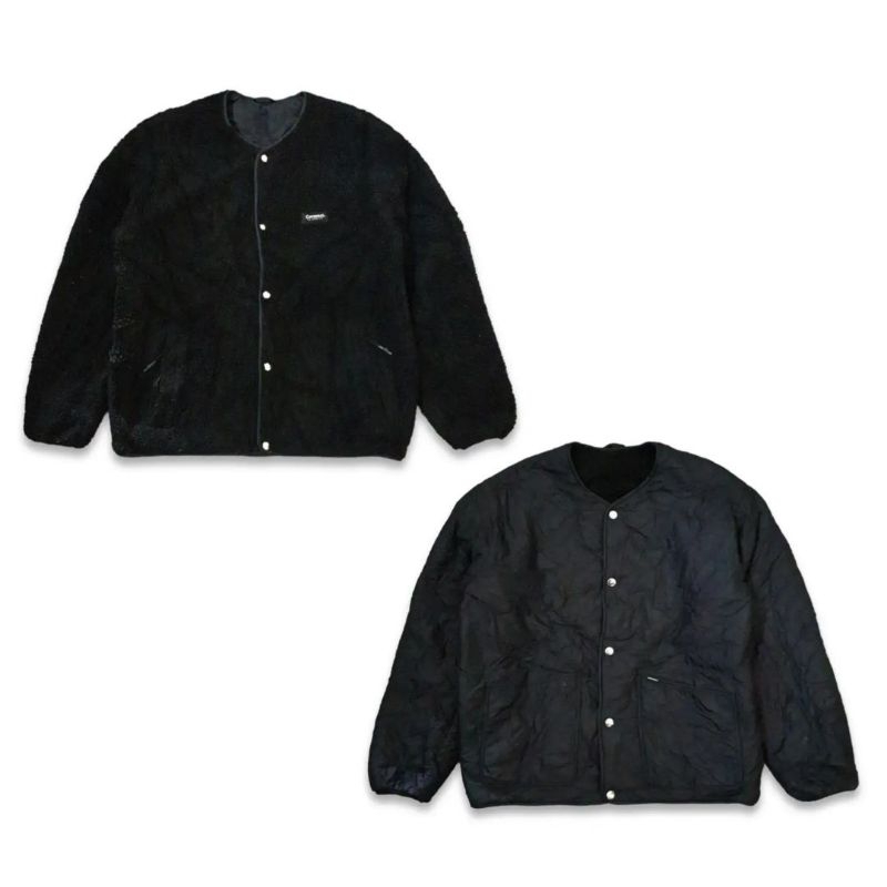 covernat collarless reversibel sherpa cardigan jacket