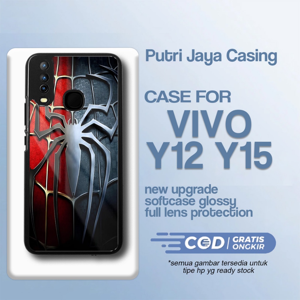 Case Vivo Y12 Y15 Terbaru - Casing Vivo Y12 Y15 - Motif Spider - Hardcase Premium Glossy - Softcase 