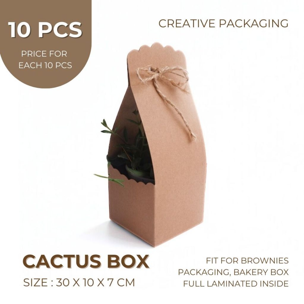 

Creative Packaging - [10 PCS] CACTUS BOX KRAFT / kaktus / sukulen / tanaman hias (Kraft 280gr, 8 x 8 x 16 cm)