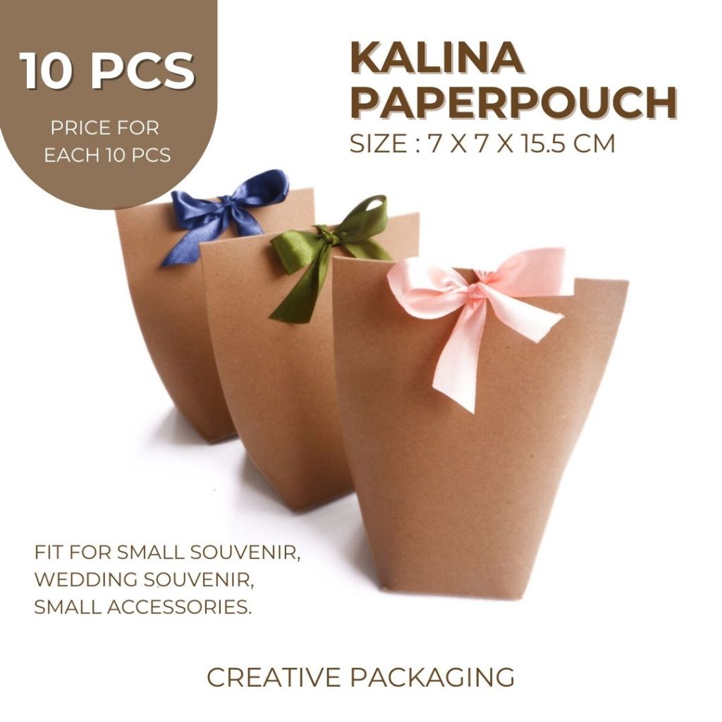

Creative Packaging - [PRICE FOR 10 PCS] PAPER POUCH KRAFT / kalina / paperbag souvenir (Kraft 280gr, 7 x 7 x 15.5 cm)