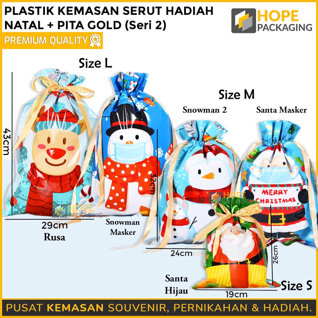 

MAKSIMAL Kemasan Plastik Serut Hadiah Natal Besar Pita Gold Gift Santa Candy Bag Snowflake Souvenir Kue Kering Kantong Bingkisan Natal Plastik Kue Natal Packing Serut Pita Kado Natal