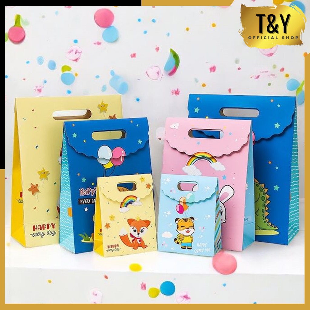 

T&Y Goodie Bag Karakter Animal Paper Bag Tas Bingkisan Hadiah Hampers Ulang Tahun Anak Karkater Hewan Souvenir Kantong Tentengan Bingkisan Tas Hampers Snack Ulang Tahun