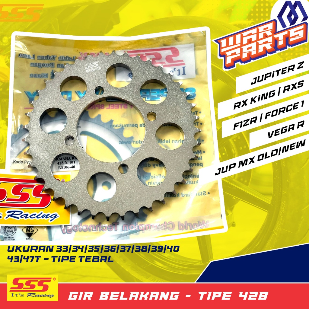 Gear Gir Belakang SSS 415 / 428 Yamaha Jupiter Z RX King F1ZR Jupiter MX 135 Old / New Vega R Crypto
