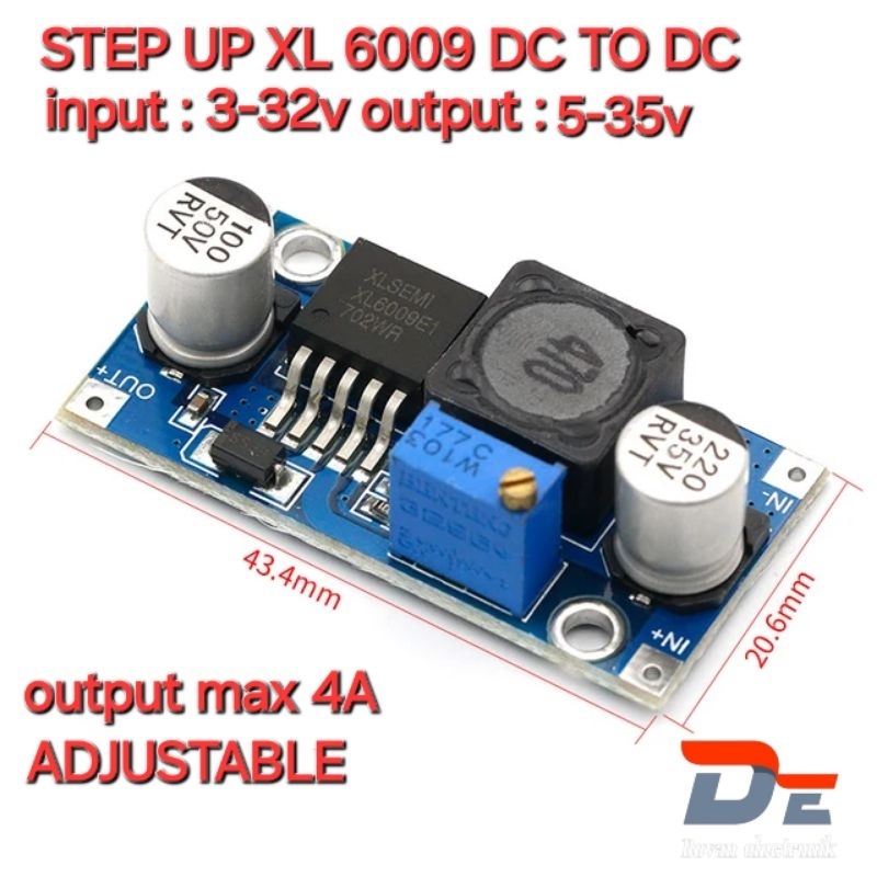STEP UP XL6009 KIT DRIVER INVERTER DC TO DC ADJUSTABLE XL 6009 MODUL KIT STEP UP BIRU