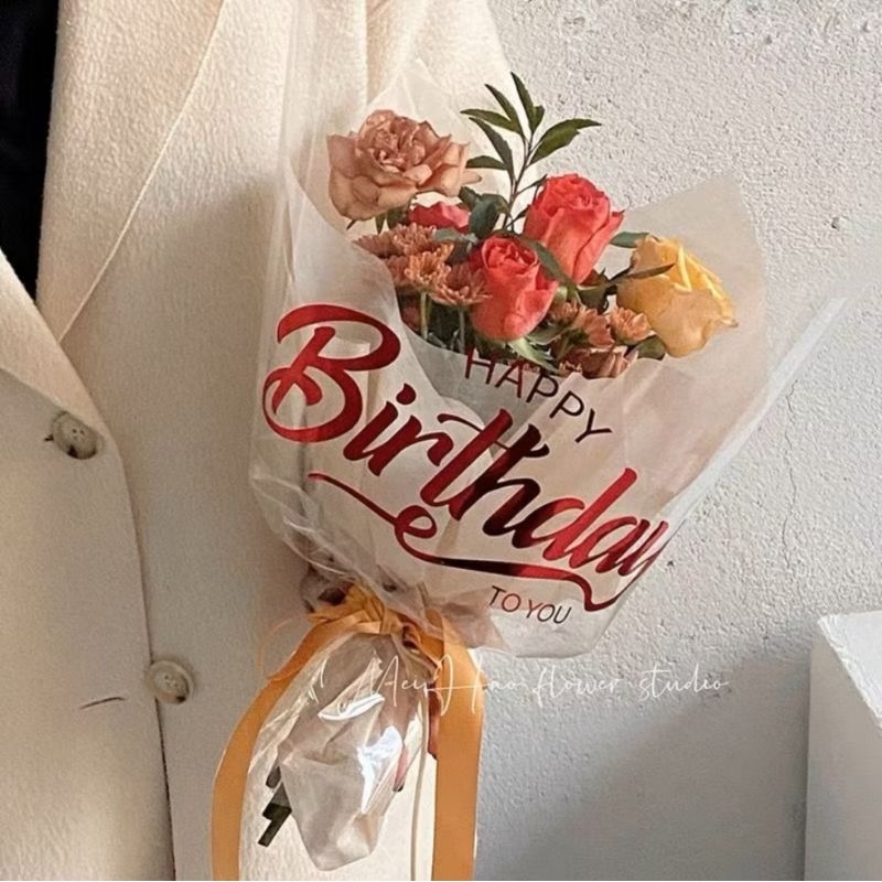 

OPP HAPPY BIRTHDAY TRANSPARANT KERTAS BUKET cellophane flower wrapping