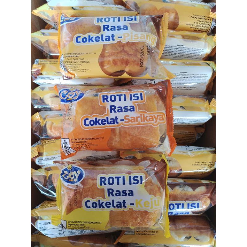 

NOB COY Roti Isi Cokelat-Pisang/Srikaya/Keju (1 DUS ISI 60) 2 Rasa
