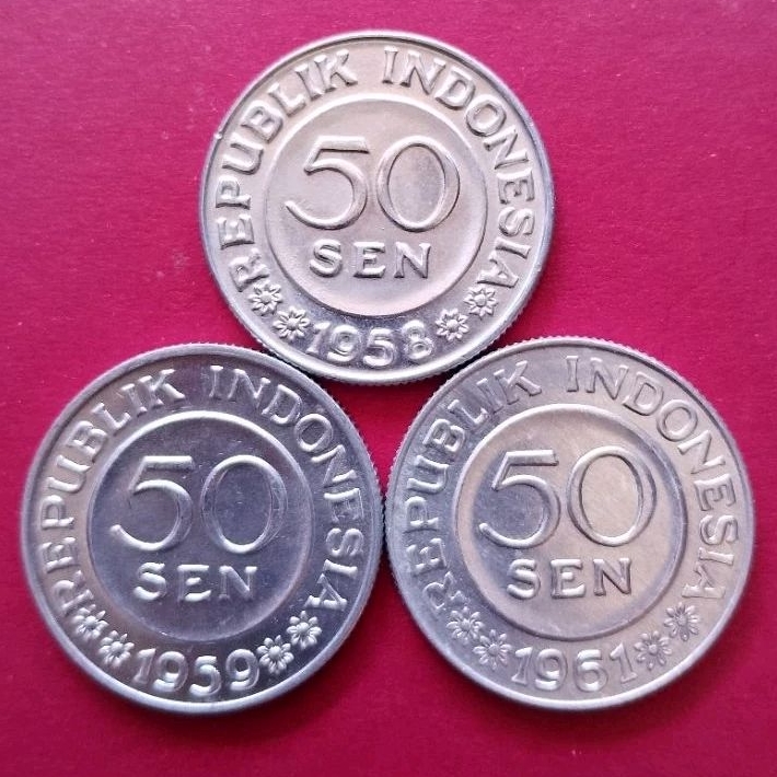 Set Koin Kuno  50 Sen (3 koin tahun lengkap)